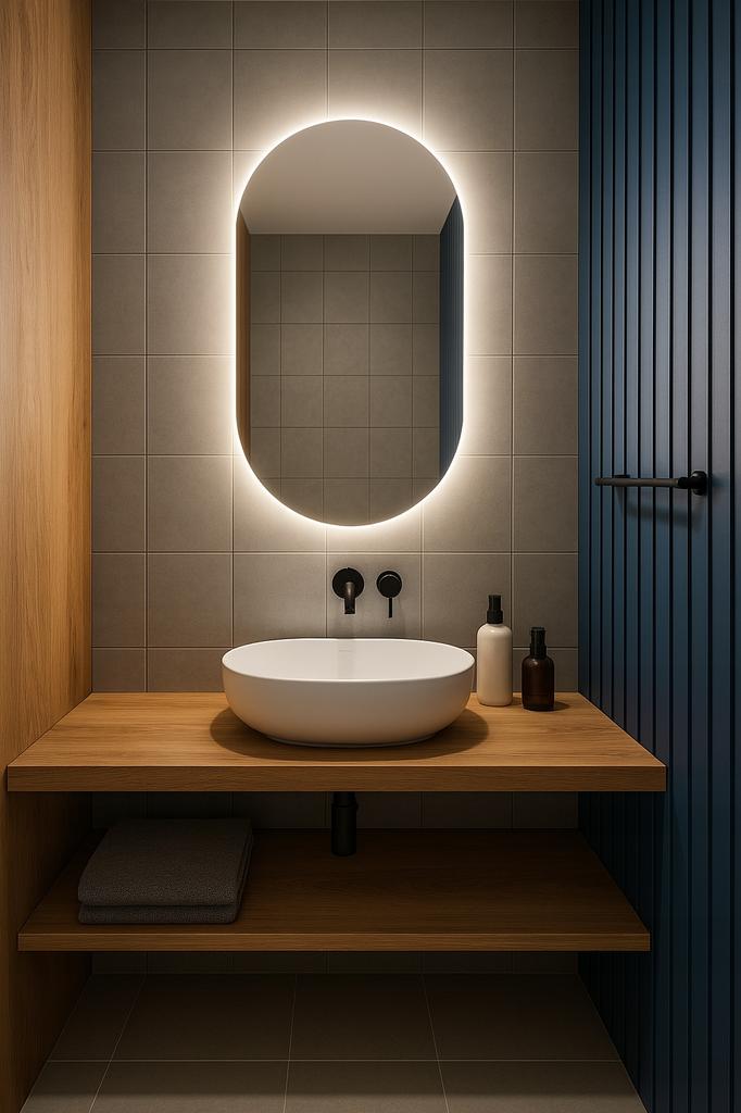 Lustro Owalne Led 55X90 Wodoszczelność Ip65 Wieszane Pion Poziom Luna