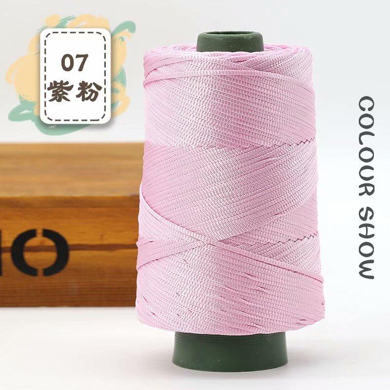 1Pcs 220gSilky Cotton Linen Thread, Hollow Shiny Silk Thread, Flat Ribbon Thread, Bucket Yarn, Hook Hat, Slippers DIY