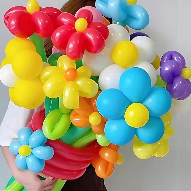 Assorted Color Long Balloon 50/100/200PCS Latex Strip Balloon with 1PC Random Color Inflater Birthday Wedding Party Supplies ZYF