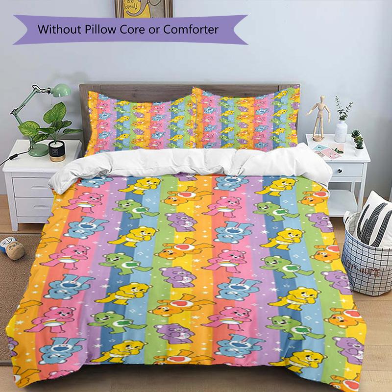 3pcs Duvet Cover Set (1*Duvet Cover + 2*Pillowcase, Without Core), Care Bears Print Bedding Set, Bedroom Decor, All‑Season, Birthday Gift