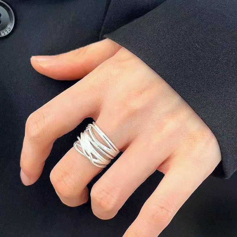 Women's Adjustable Open Punk Multi-layer Ring - Exaggerated Hip Hop Design, Sweet and Cool Internet Celebrity Style for Index Finger