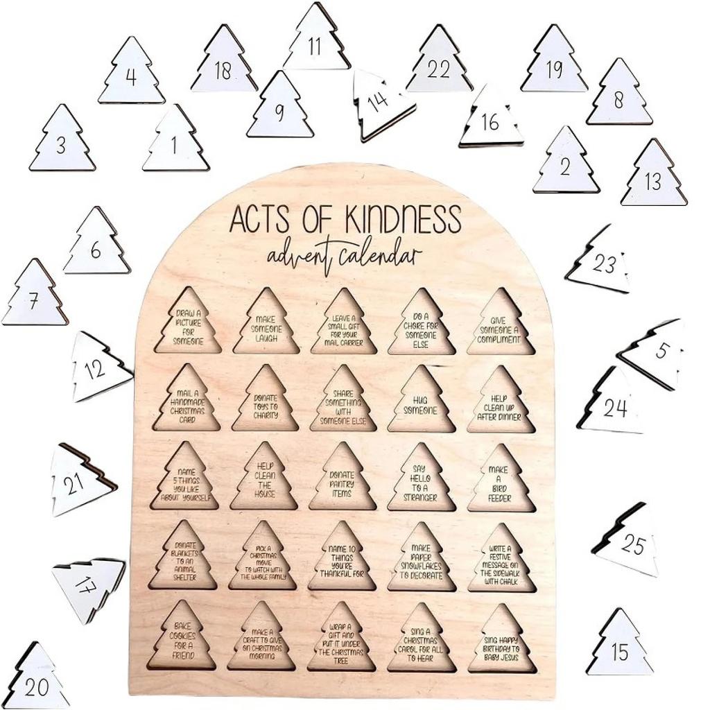 25-Day Countdown Christmas Tree Wooden Advent Calendar Tabletop Decoration, Creative Holiday Gift For Home Decor