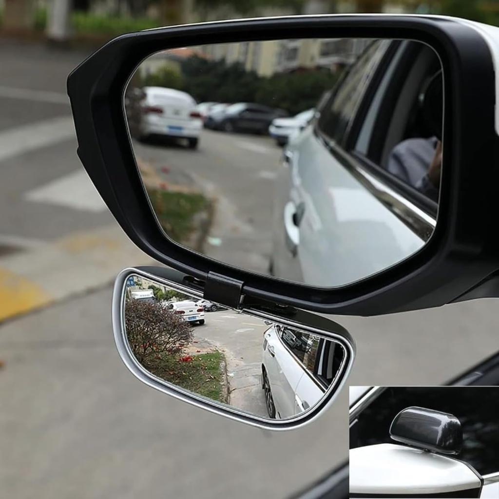 Taefyiasz Car Side Mirror, Auxiliary Mirror, Wide Angle, Magnified View, Universal Type, Easy to Install, Improves Night Visibility