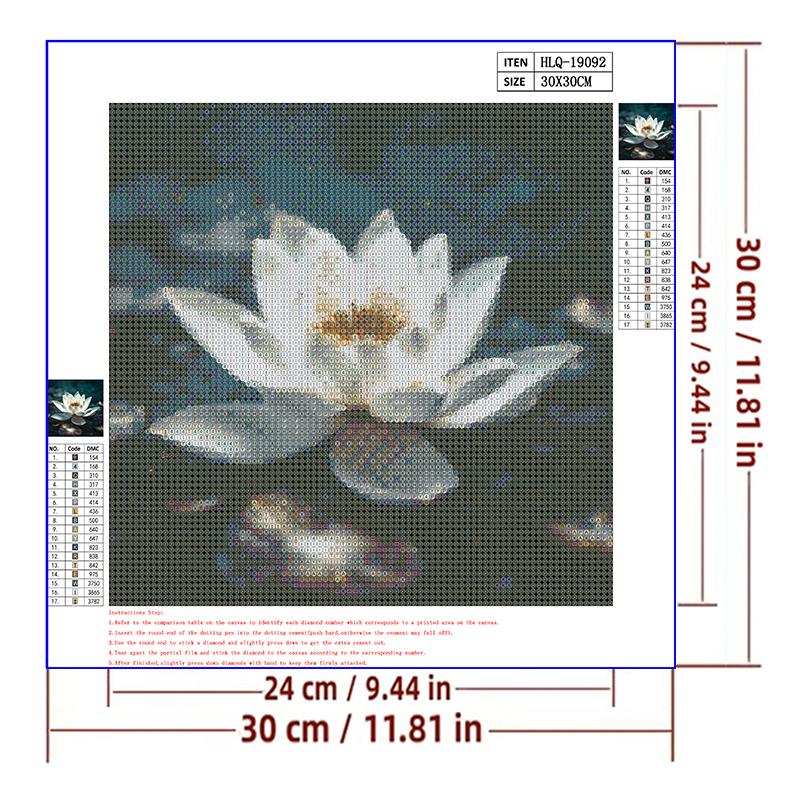 5d DIY Diamond Painting Cross Stitch White Lotus Flowers Diamond Embroidery Mosaic Full Round Drill Home Decor Arts