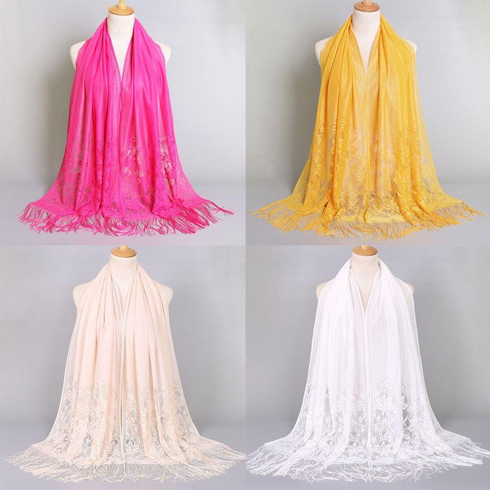 Floral Printed Tassel Scarf Cotton Blend Shawl Scarf Ladies Lace Scarf  Muslim Women