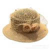 French sun hat mesh flower sun hat British flat top straw hat sun protection sun shade beach hat fashion hat top hat