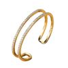 European & American C-Shaped Zircon-Paved Open Bangle: Elegant Women's Hand Jewelry with a High-End Feel.