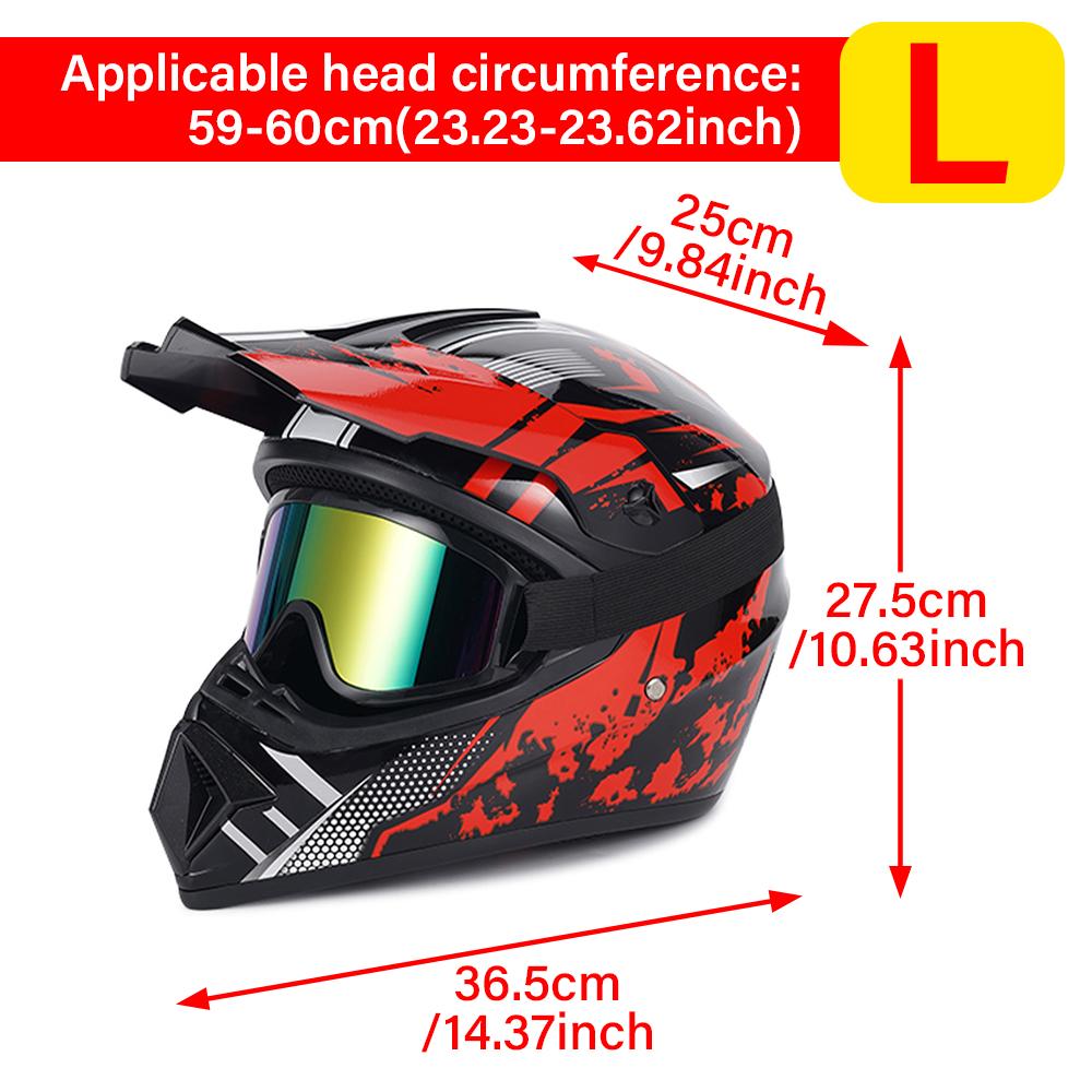 

Red New Off-Road Motorcycle Helmet Atv Dirt Bike Utv Helmet with Goggles, Gloves and Mask, Including Four Models of S/m/l/xl