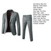 Yousheng 2Pcs/Set Men Suit Lapel Long Sleeve 3D Tailored Suit Coat Mid-rise Solid Color Long Pants Set Wedding Party Business Suit
