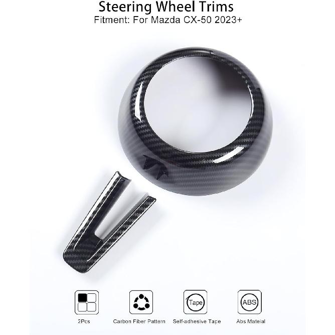For Mazda CX-50 Mazda 3 CX-30 Steering Wheel Protective Trims Cover, Sporty Carbon Fiber Style Interior Accessories For Mazda CX50 CX 50  2024 2025