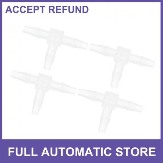 Plastic Hose Barb Fitting 532  T 3 Way Splicer Joint Aquarium PP Clear 4Pcs