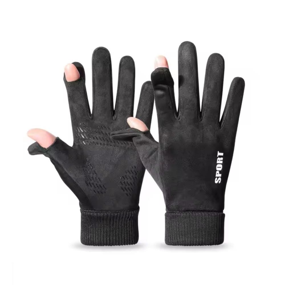 Anti-Slip Faux Suede Gloves Windproof Touch Screen Gloves Durable Cycling Gloves  Men Women