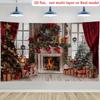 1Pcs Christmas Wreath Fireplace Warehouse Scene Decoration Background Xmas Backdrop Decorations For Photo Studio Booth Party
