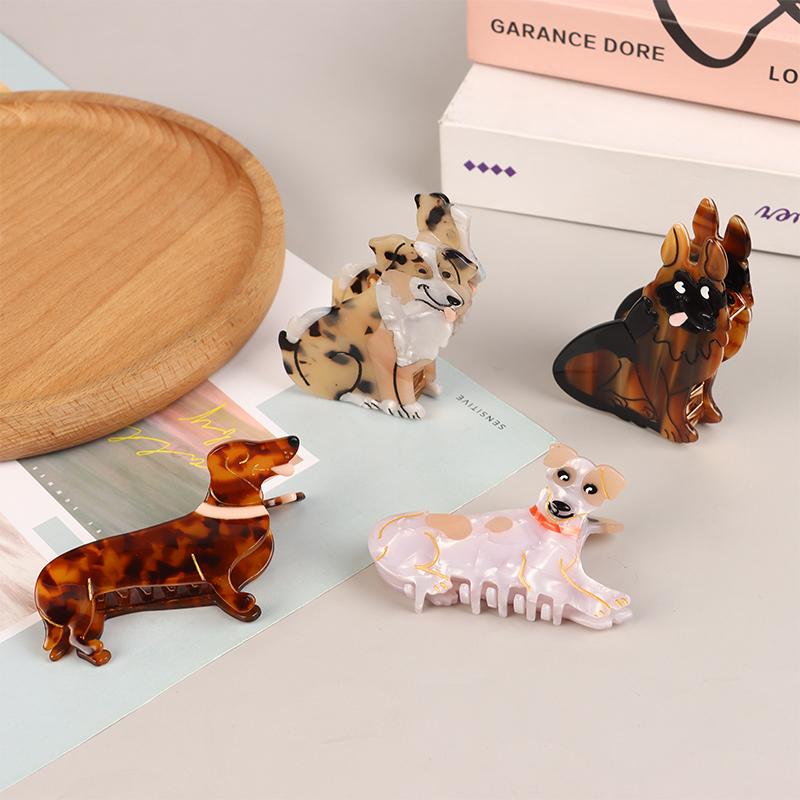 1Pcs Cute Cartoon Dog Hair Clips Acrylic Hair Clips For Women Girls Pins Hair Accessories Hair Grips Acetate Headwear Party Gift