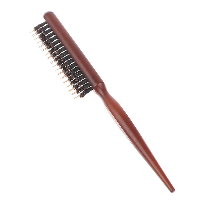 

Salon Wooden Comb Hair Teasing Brush Handle Back Comb Natural Boar Bristle 2