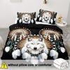 3pcs Soft Comfortable Wolf Duvet Cover Sets King Western Tribe Wolf Bedding Set Animal Print Duvet Cover Sets for Bedroom