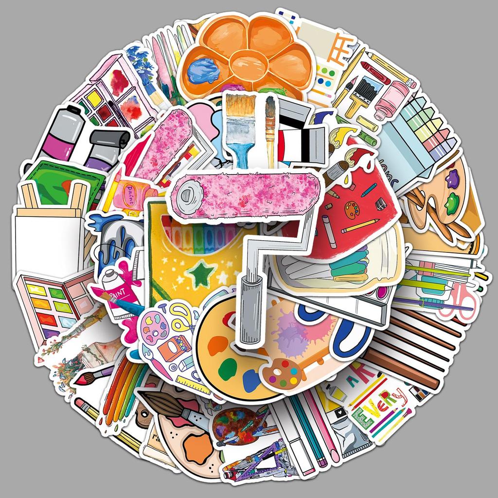 50pcs Creative Cartoon Waterproof Stickers for Planner & Stationery