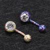 Kroppspiercingsmykker Krystall Rhinestone Blomsterhengende Knapp Mage Navlepiercing Bar