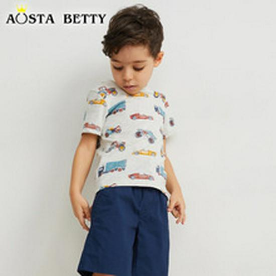 Summer Boys' European & American Style Short Sleeve Pullover Two-Piece Cartoon Set