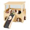 Wooden Hamster Habitats House With Elevating Resting Area Antislip Slope Design For Gerbils Squirrels Cage Entertainment
