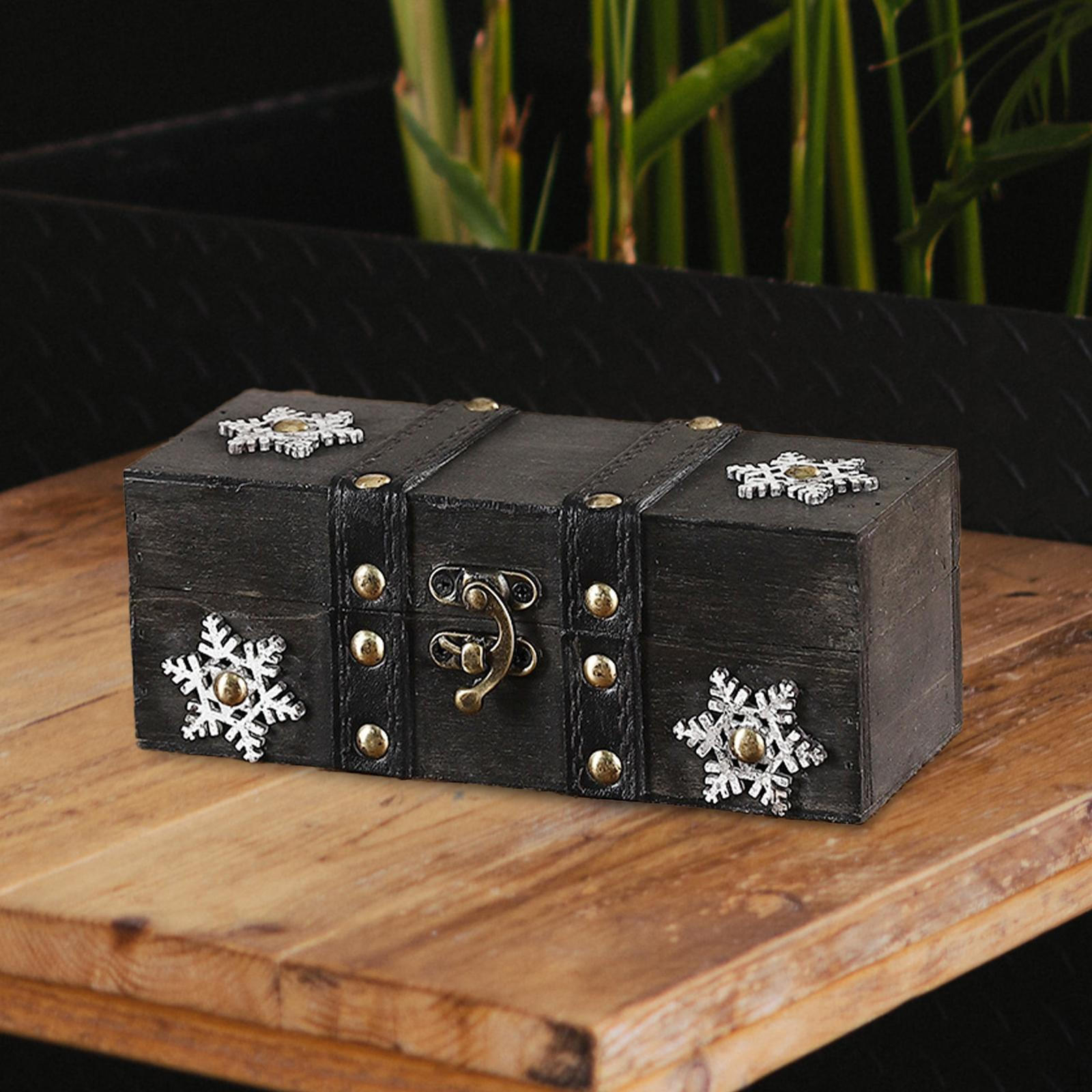 

Шкатулка для драгоценностей, футляр для хранения памятных вещей и портативный держатель для кулонов с деревянной крышкой для женщин, в ретро-стиле серый