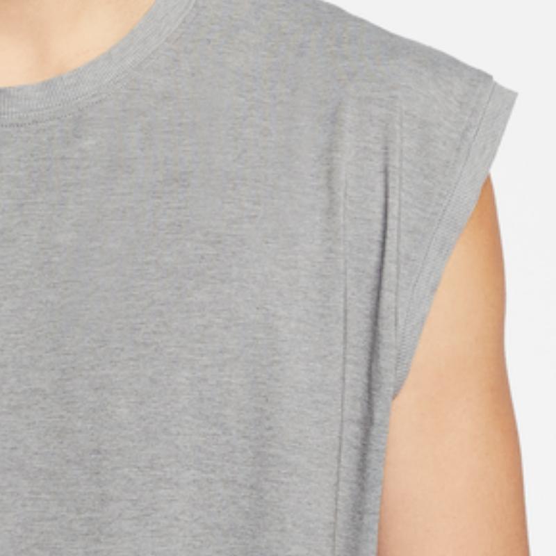 Nike Rychleschnoucí bez rukávů pletený sportovní top na jógu pro muže, měkký, lehký, s kulatým výstřihem, tílko, světle kouřově šedá DM7824-077