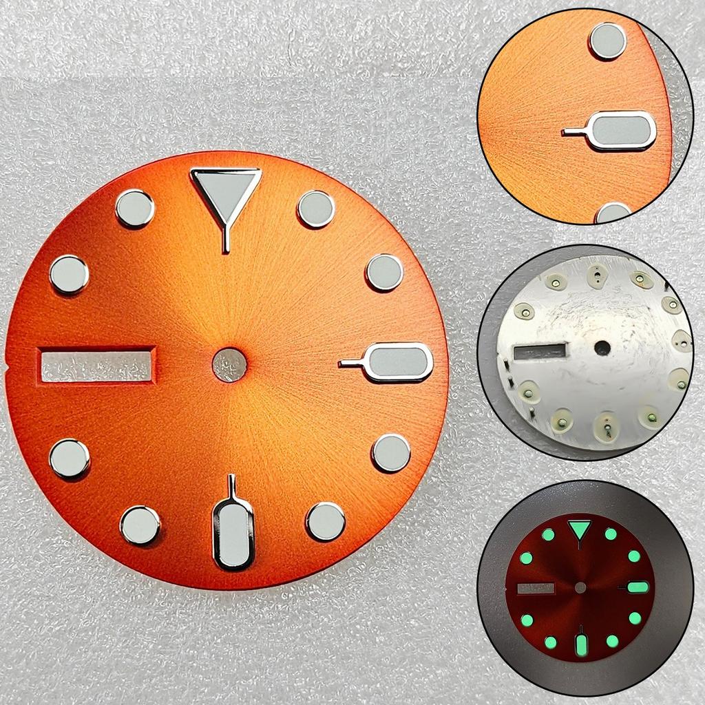 1PC 28.5mm Green Luminous Dial Watch Dial for NH36 Movement Dual Calendar Watch Faces for Men Accessories