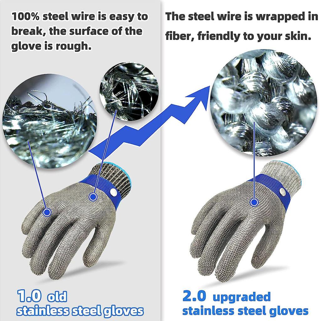 Level 5 Cut-Resistant Kitchen Gloves with Metal Buckle and Steel Wire Protection