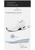 Men's 8CM Hidden Height Flyknit Running Shoes with Thick Platform Sole, Mesh Upper, White.