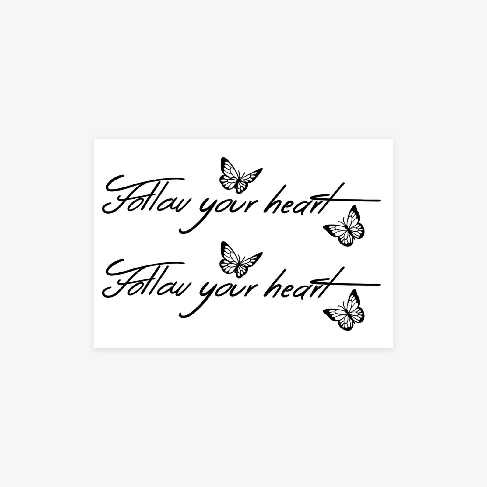 Herbal English Short Sentences Follow Your Heart Tattoo Stickers Semi-Permanent Ins Tattoo Stickers Waterproof And Long-Lasting 10*7