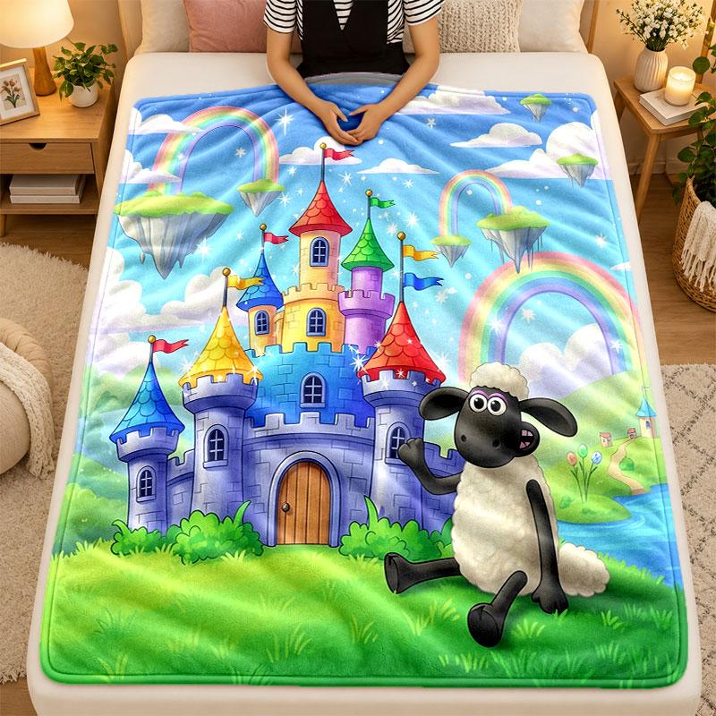 Flannel BlanketShaun the Sheep Warm Soft Throw Blanket for Indoor Sofa Bed Living Room Use