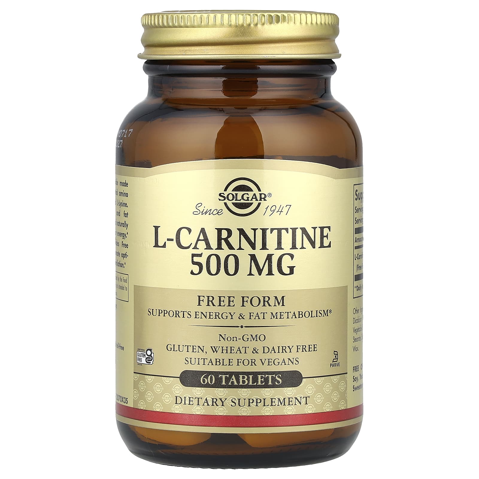 

L-Carnitine, Free, 60 Tablets (500Mg per Tablet)