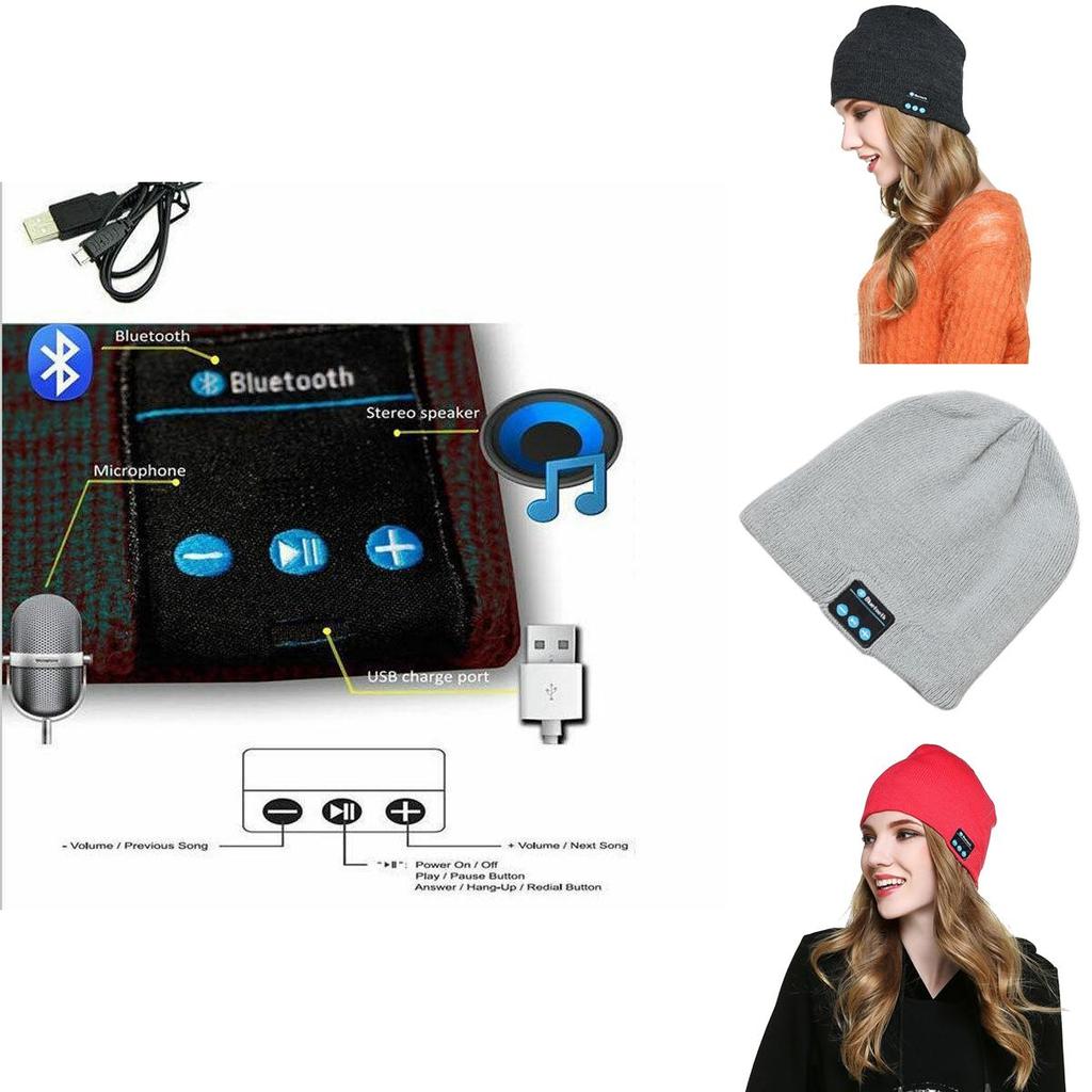 Soft Warm Beanie Hat Bluetooth Smart Cap With Wireless Headphone Set And Speaker Mic