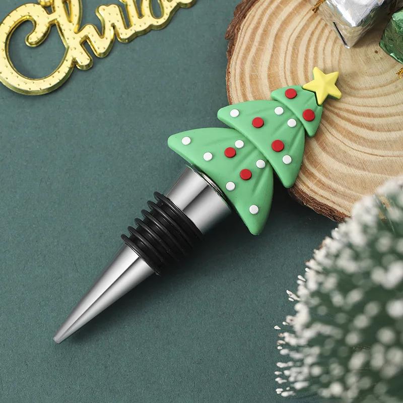 1pc Merry Christmas Wine Stopper Expanding Beverage Bottle Stopper Preservation Wine Cork Home Decor Champagne Bottle Stopper
