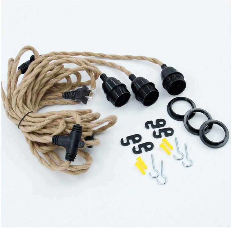 Pendant Light Cord Twisted Twine Rope Pendant Light Cord Farmhouse Lamp Cable E27 Extension Hanging Lamp Cable