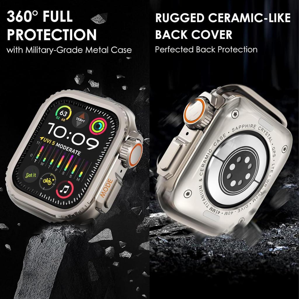 Kompatibelt Ultra Metallskal för Apple Watch Series 9 (44/45mm)