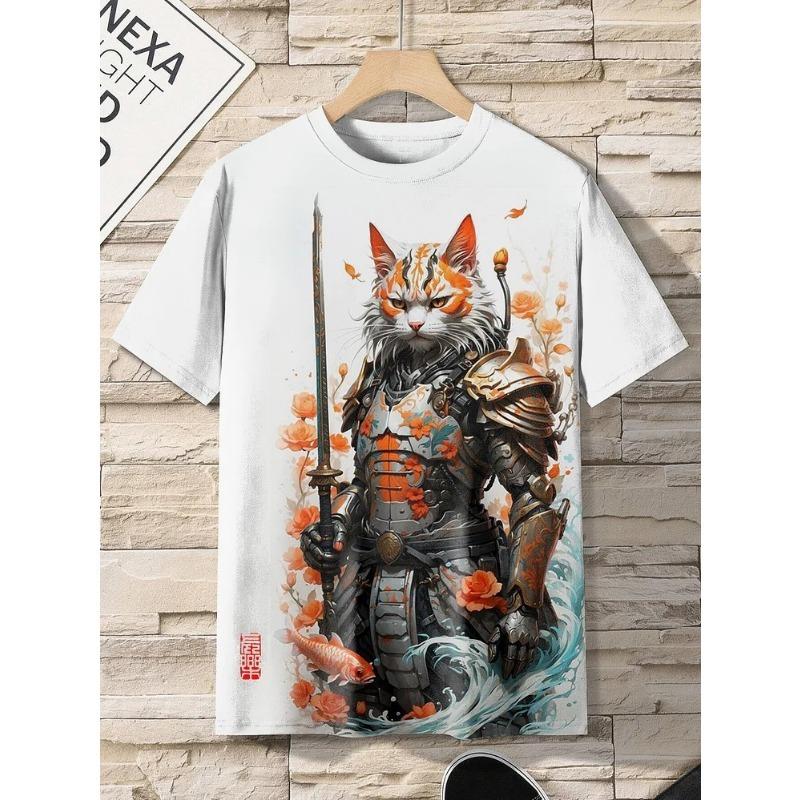 Pánská trička s japonským potiskem Ukiyo-E, trička s krátkým rukávem, topy, 3D potisk, tričko s kulatým výstřihem, letní, ležérní, pánské oblečení