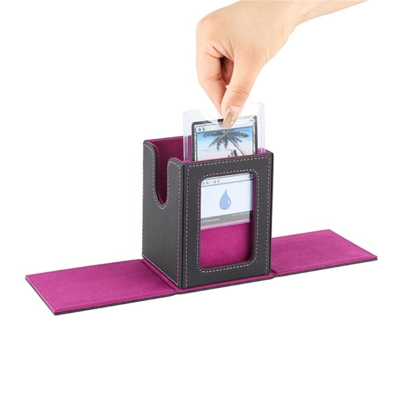 PU Leather Trading Card Deck Storage Box Card Deck Case Organizers Collectible Game Card Collectors Storage Case