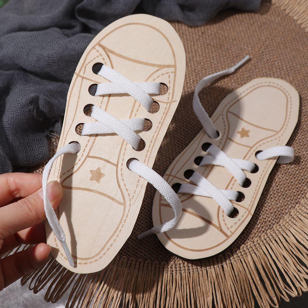Tying Shoelaces Boards Montessori Educational Toy Learn to Tie Laces Toy Wooden Lacing Shoe Toy