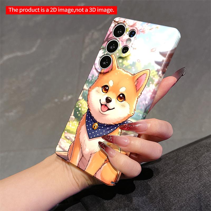 2DFlat Samsung phone case Cherry Blossom Shiba Inu with Bell Bandana Applicable to Galaxy S22 S23 S24 S25ULTRA S26 A12 A13 A14 A15 A16