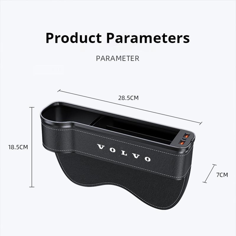 Organizér do mezery autosedačky Úložný box Kapsa Multifunkční Pro Volvo S60 S90 XC40 XC60 XC90 V60 V90 se 2 USB nabíječkami Barevné LED