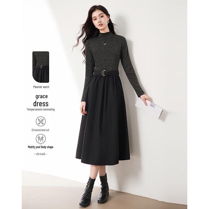 Elegant Pleated A-Line Winter Dress
