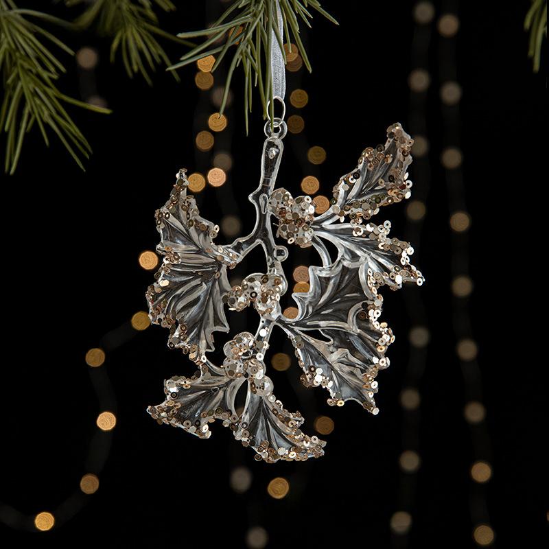 Cross-border Christmas Decorations Sequins Acrylic Pendant Transparent Snow Pendant Christmas Tree Scene Layout Props