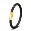 Unisex Armband Schwarz Braun Blau Echtes Geflochtenes Echtes Leder & Edelstahl Armband mit Schnallenverschluss Herren Armband