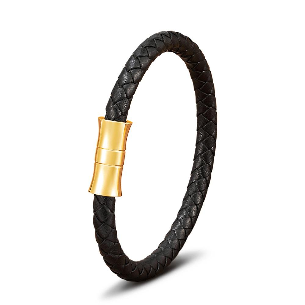 Unisex Armband Schwarz Braun Blau Echtes Geflochtenes Echtes Leder & Edelstahl Armband mit Schnallenverschluss Herren Armband