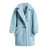 Fashion Women Solid Medium Turn-Down Collar Warm Plush Coat