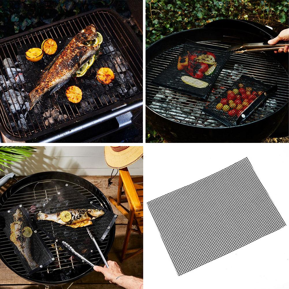 3 Stück BBQ Mesh Matte Antihaft BBQ Grillmatte Mesh Mattenblatt Grillwerkzeuge(33x40cm )