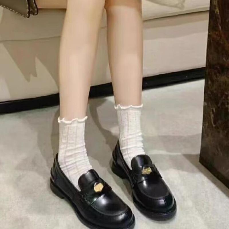 Schwarze Pilzkanten-Stapelsocken für Damen, Dünne Halbhohe Socken, Frühling und Sommer Polka Dot Spitzenstrümpfe, Spitzen-Studentensocken für Damen