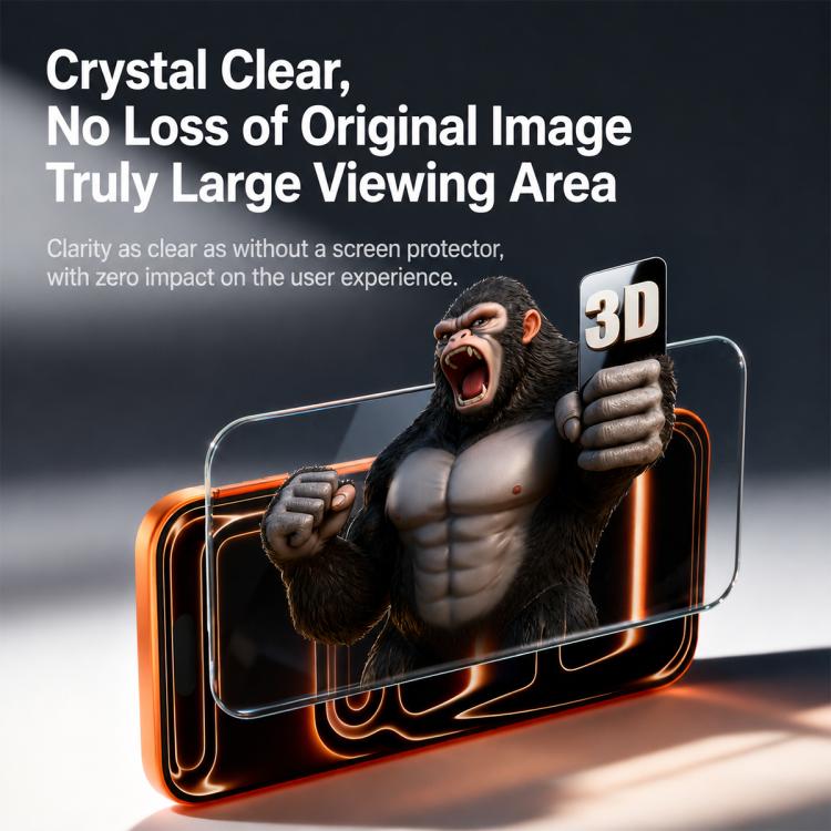 300CC Large Arc Antistatic Borderless Corning Gorilla HD 9H+ Tempered Glass Screen Protector, Retail Package