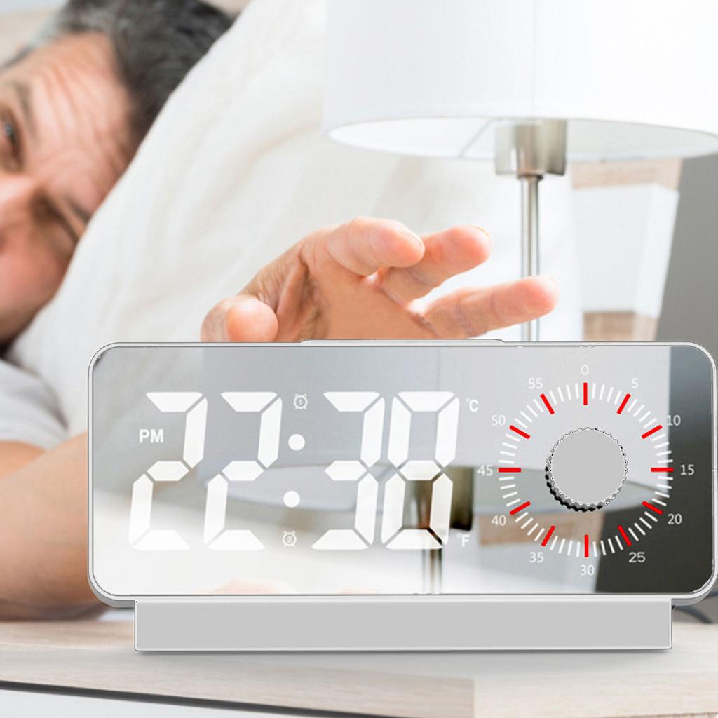 Digital Alarm Clock Dual Display 2 Adjustable Brightness Green Number 12H 24H LED Electronic Clock w